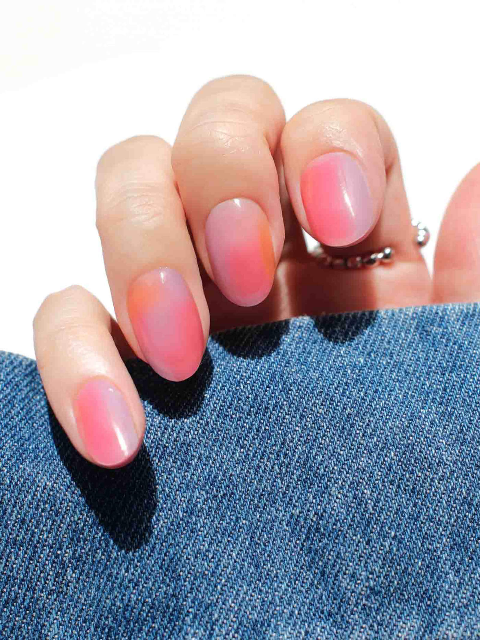 Beautiful pink to orange gradient nail stickers