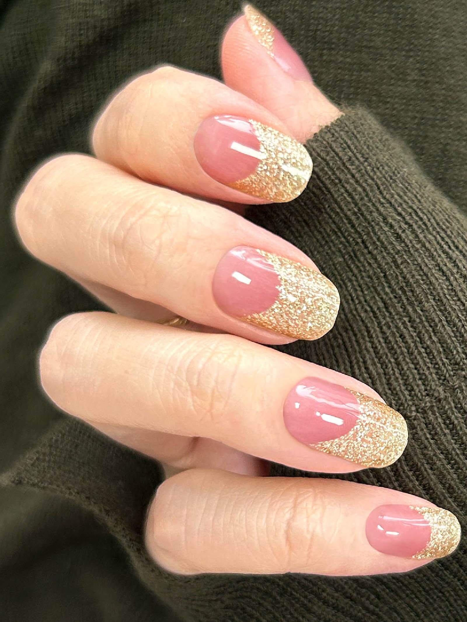 Glam gold and pink two-tone nail stickers