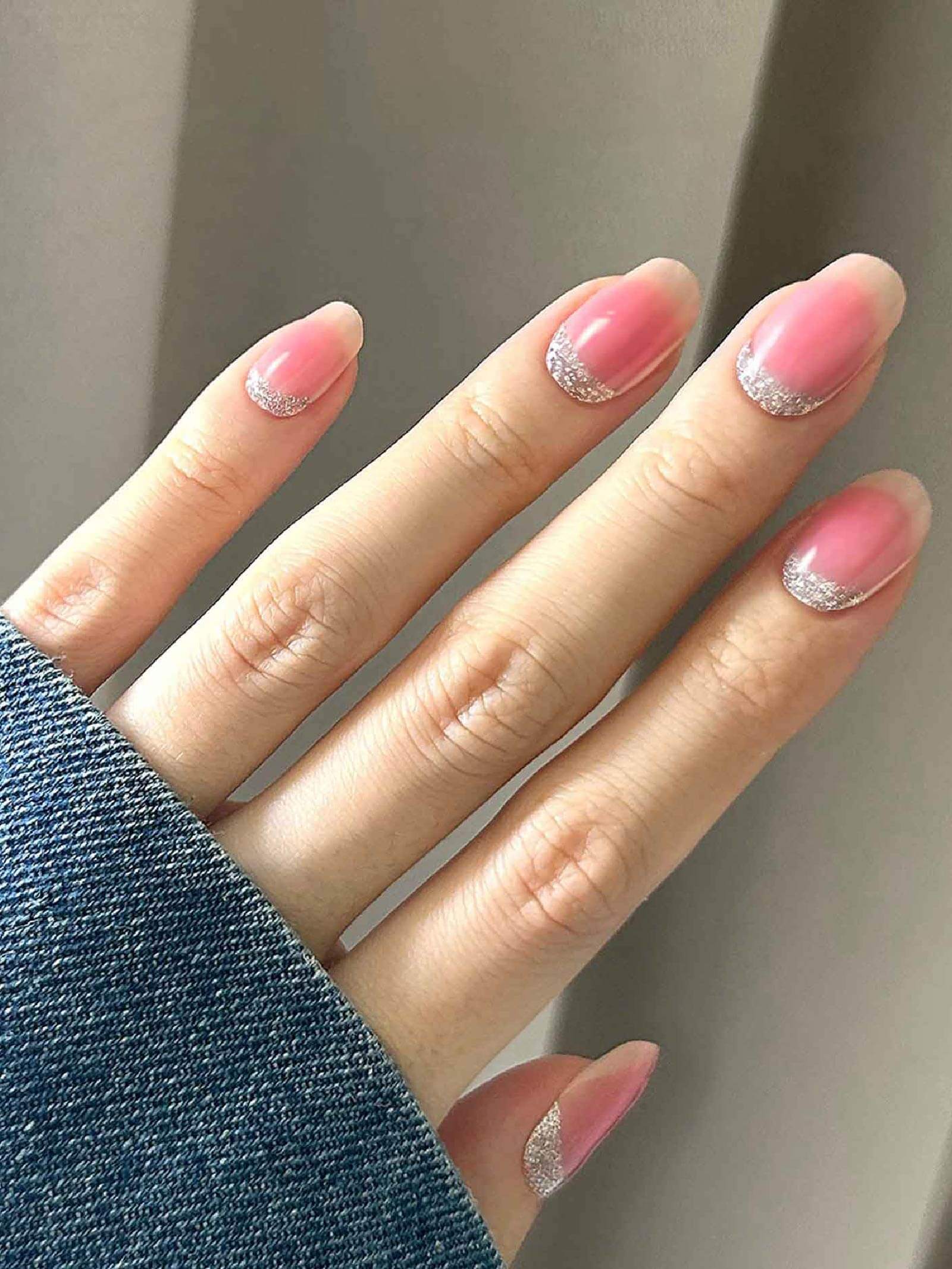 Elegant pink ombre nail design stickers