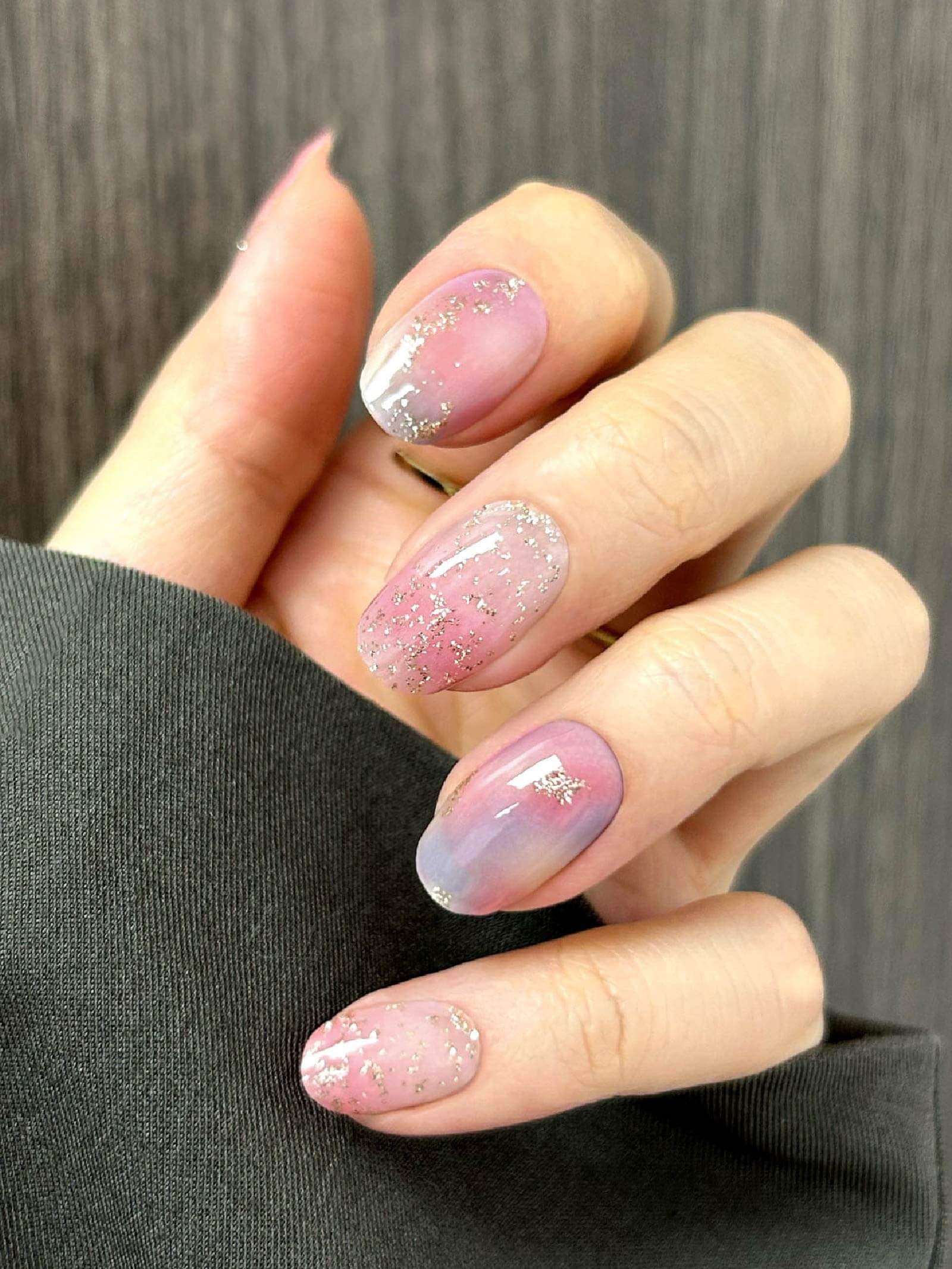 Elegant pink and blue gradient gel nail stickers