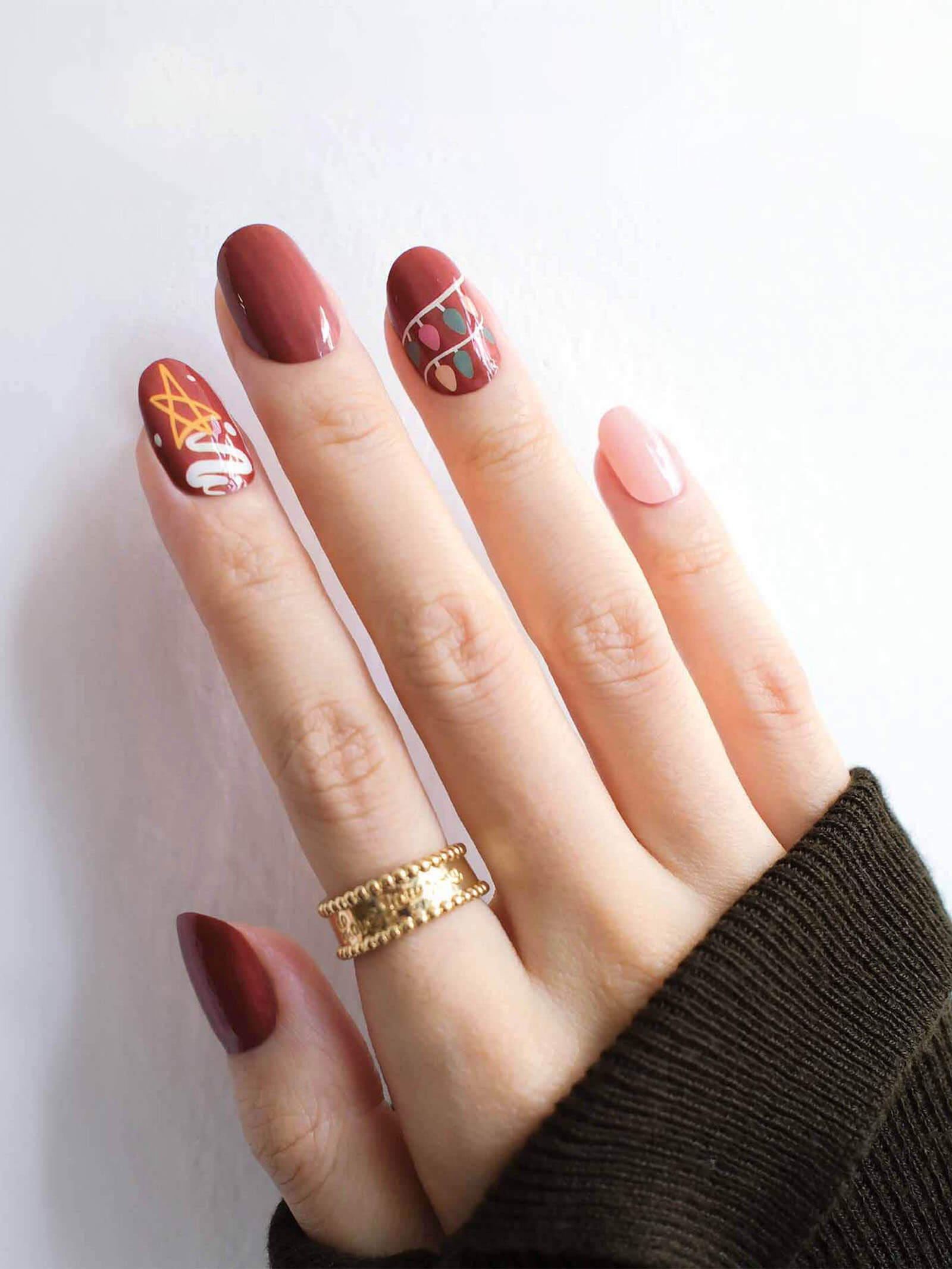 Festive Christmas design gel nail stickers