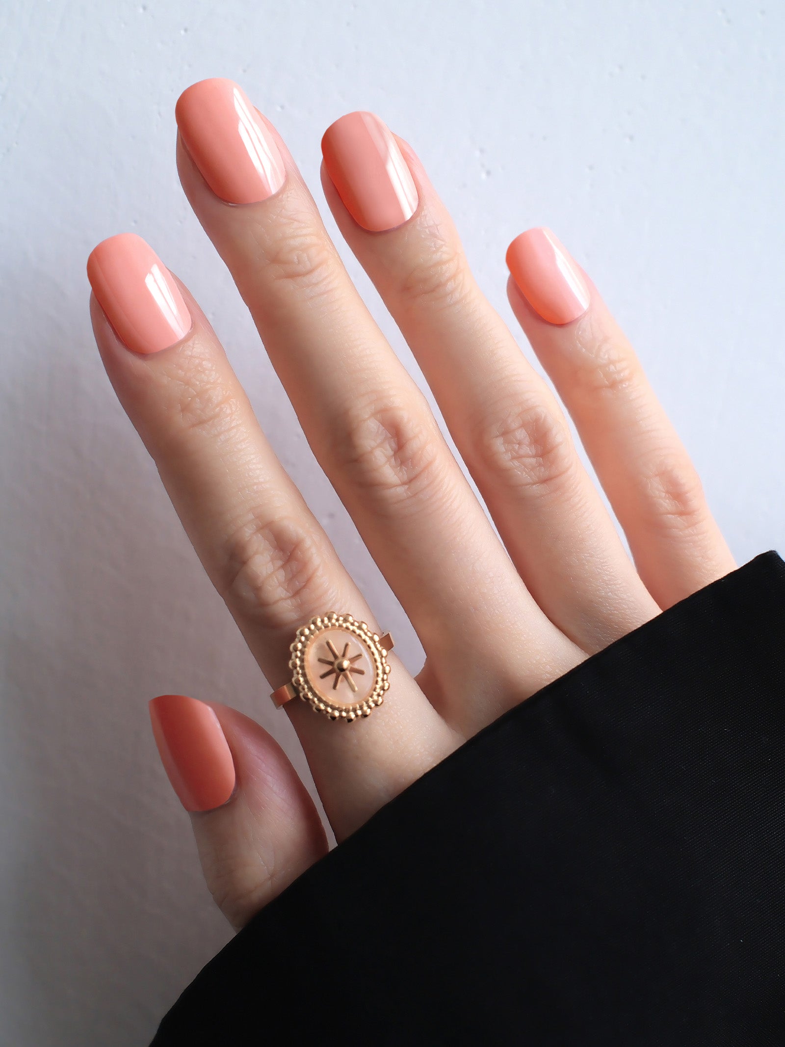 Soft peach pink gel nail stickers