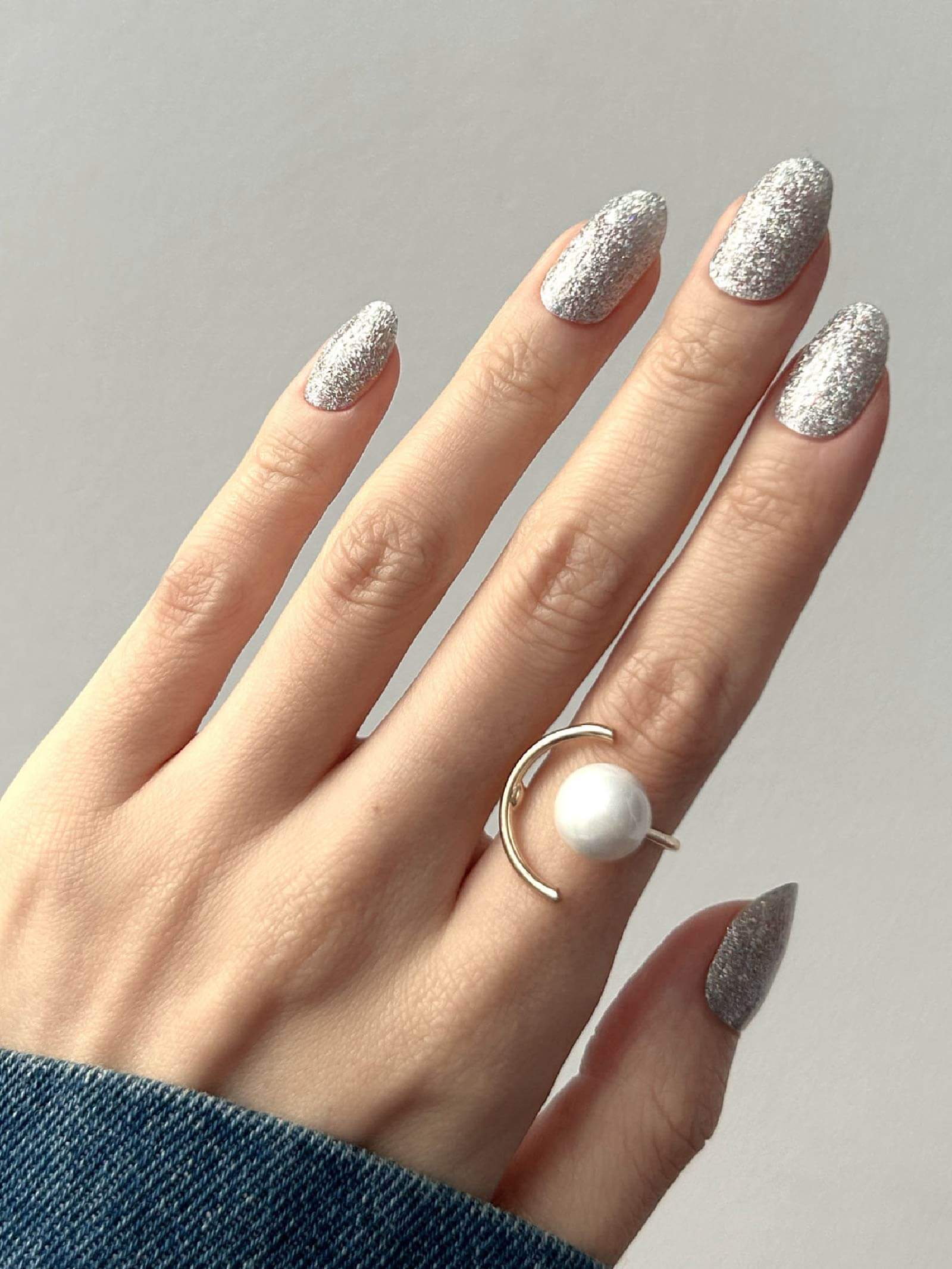 Shimmering silver nail art stickers