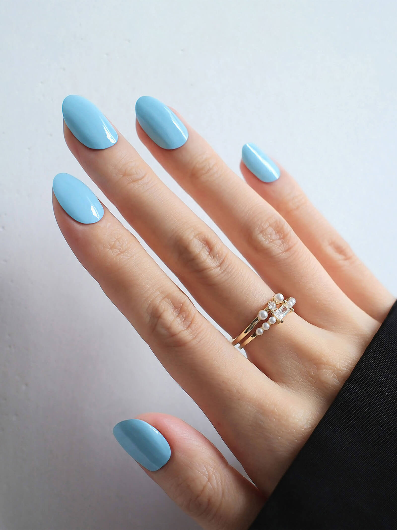 Soft sky blue gel nail stickers