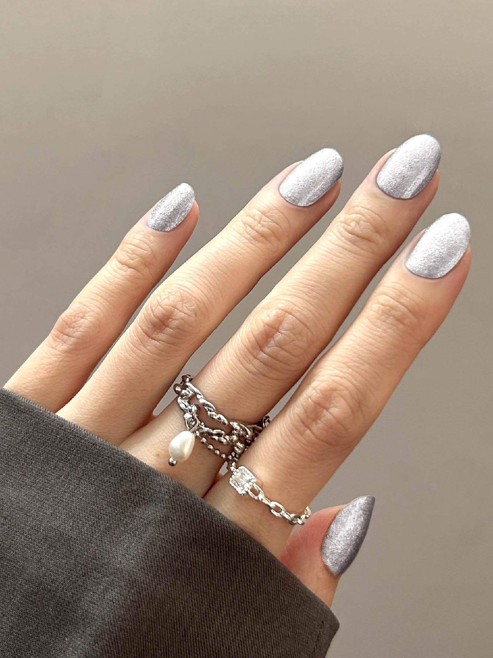 Shimmering moon silver nail art stickers