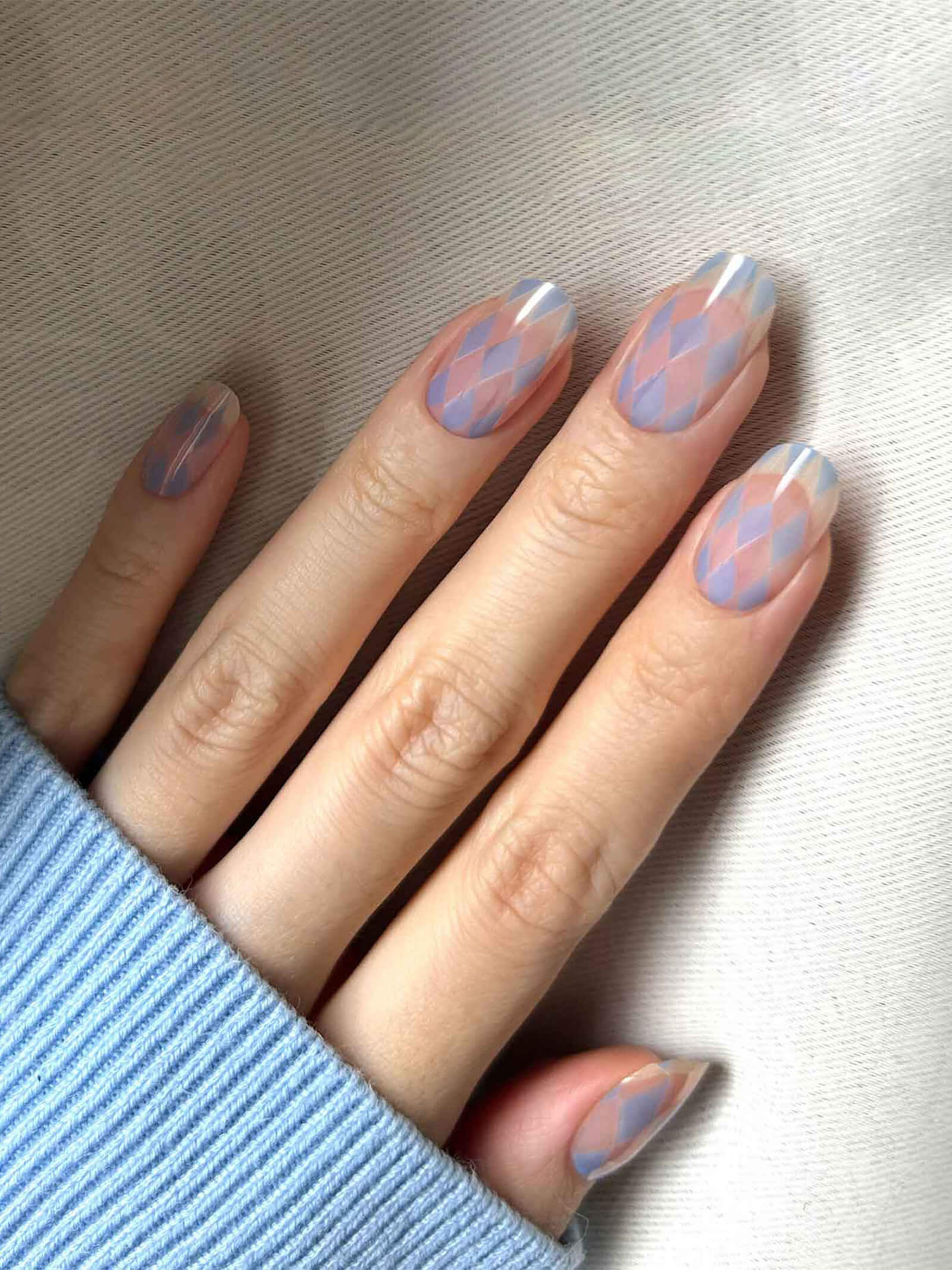 Classic blue checkered nail art stickers