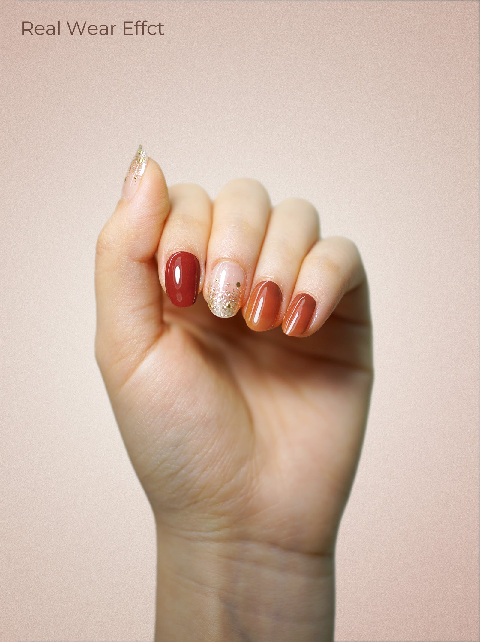 UV Free Gel Nail Strips - Sunlit Amber Brown