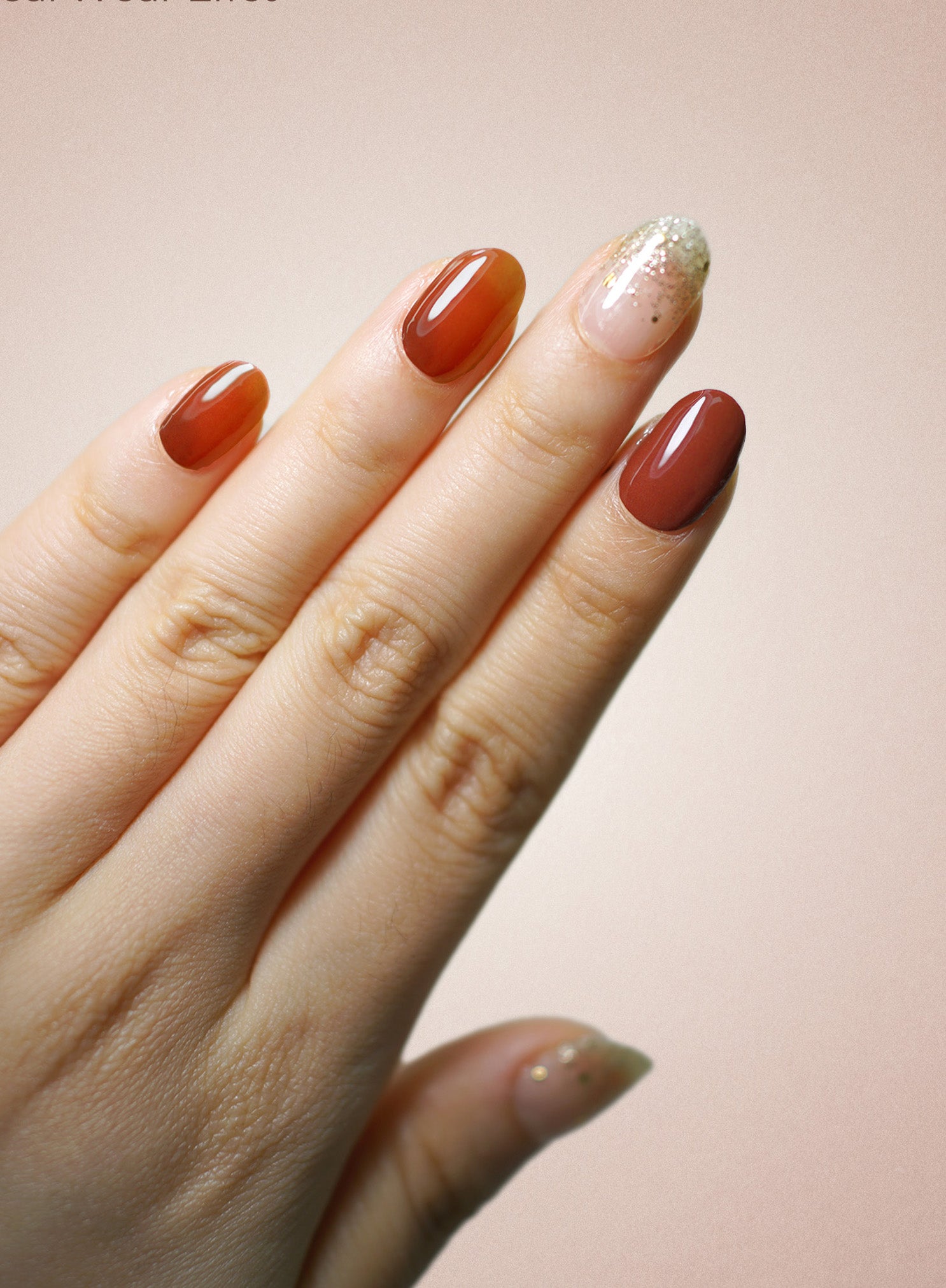 UV Free Gel Nail Strips - Sunlit Amber Brown