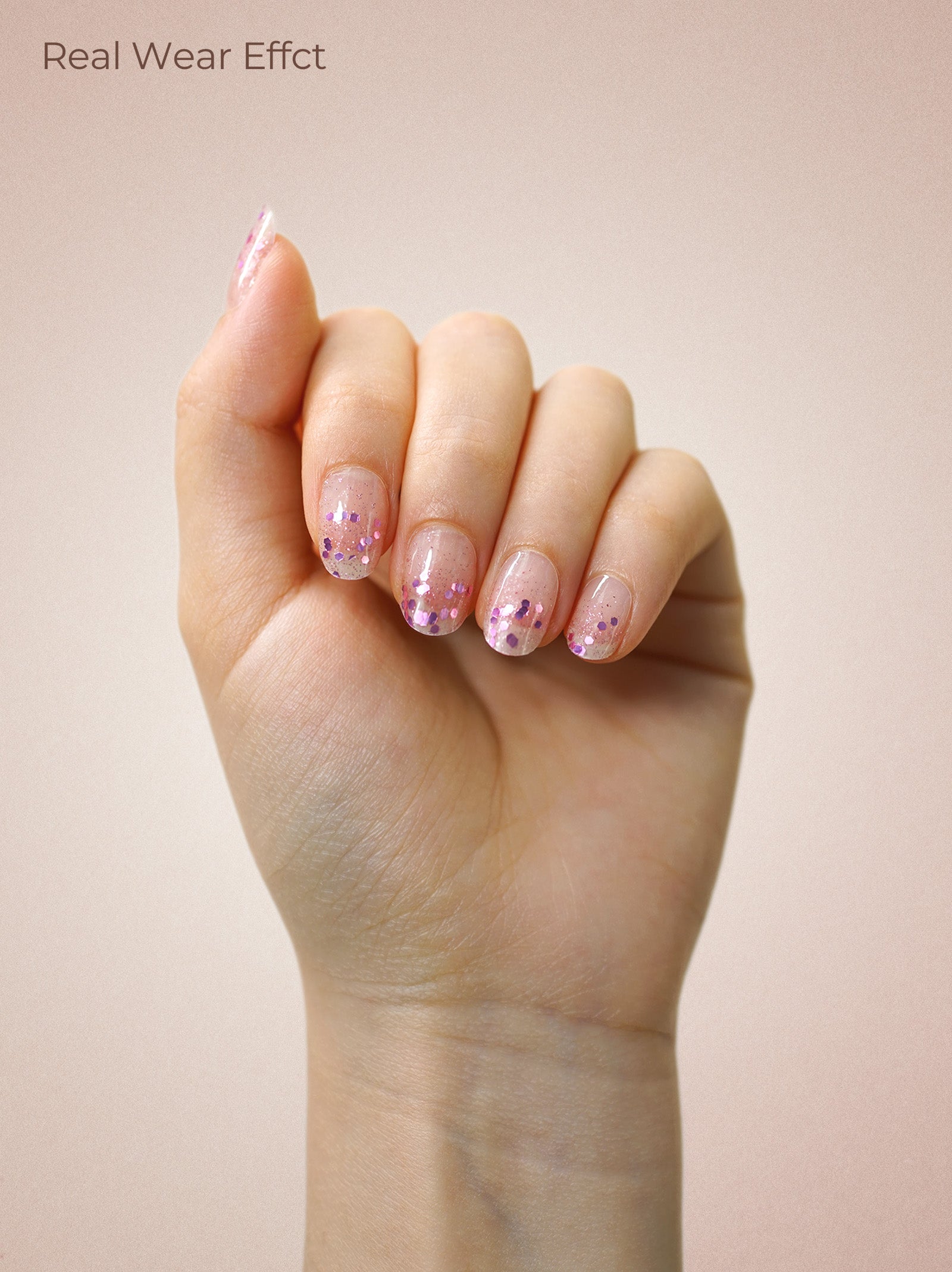 UV Free Gel Nail Strips - Amethyst Glitter Purple