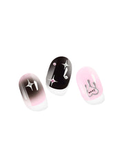 Pink and Black Gel Nail Stickers for a bold, trendy look.