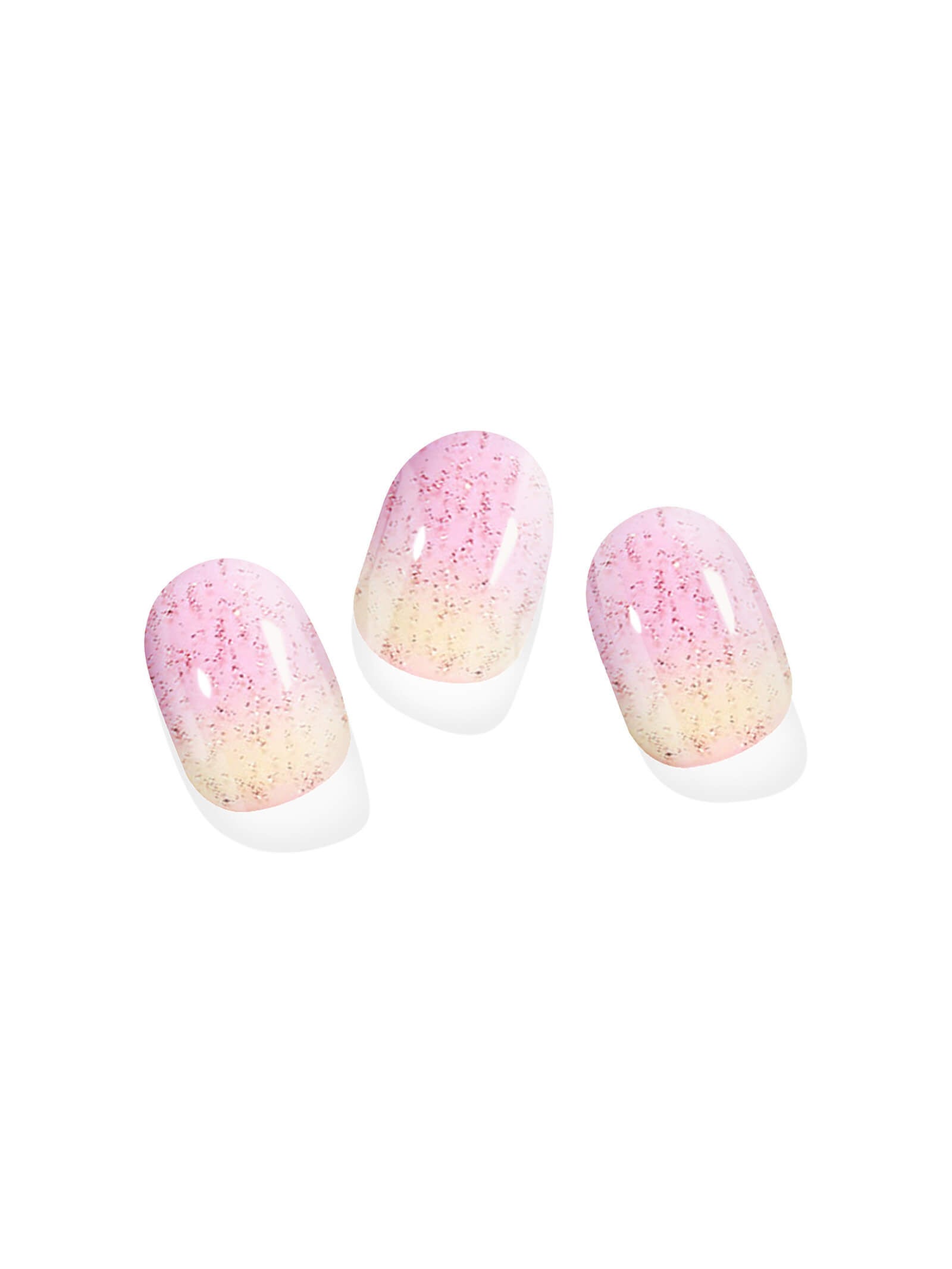 Pink gradient gel nail stickers with fine glitter