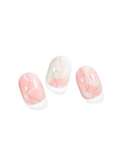 Classic pink and white split nail art stickers