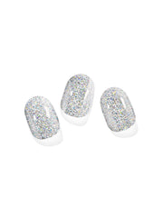 Silver nail stickers with fine glitter