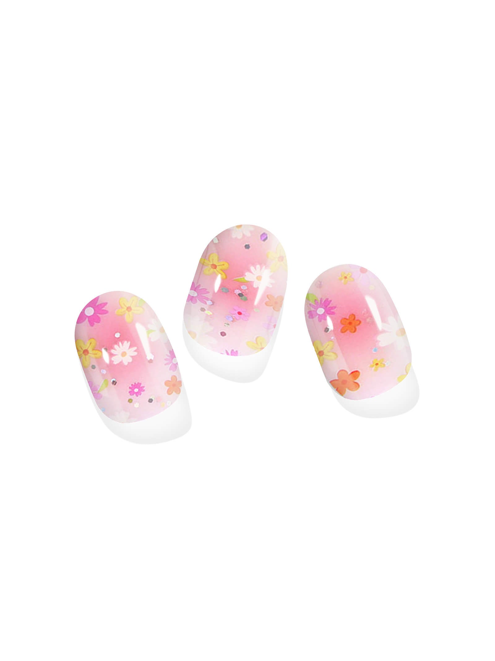 Pink Colorful Flower Nail Stickers