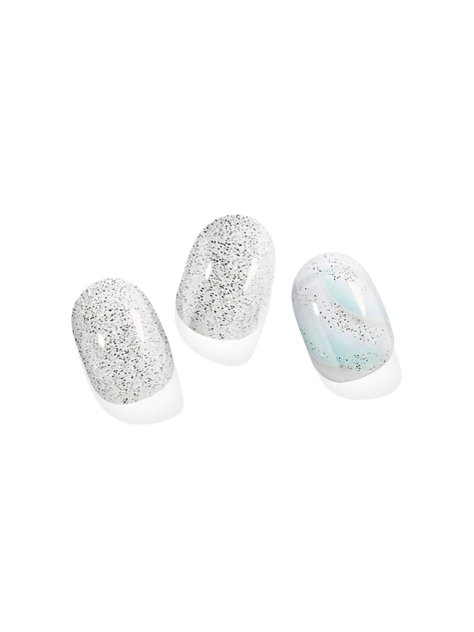 White Blue Gradient Nail Stickers with Glitter