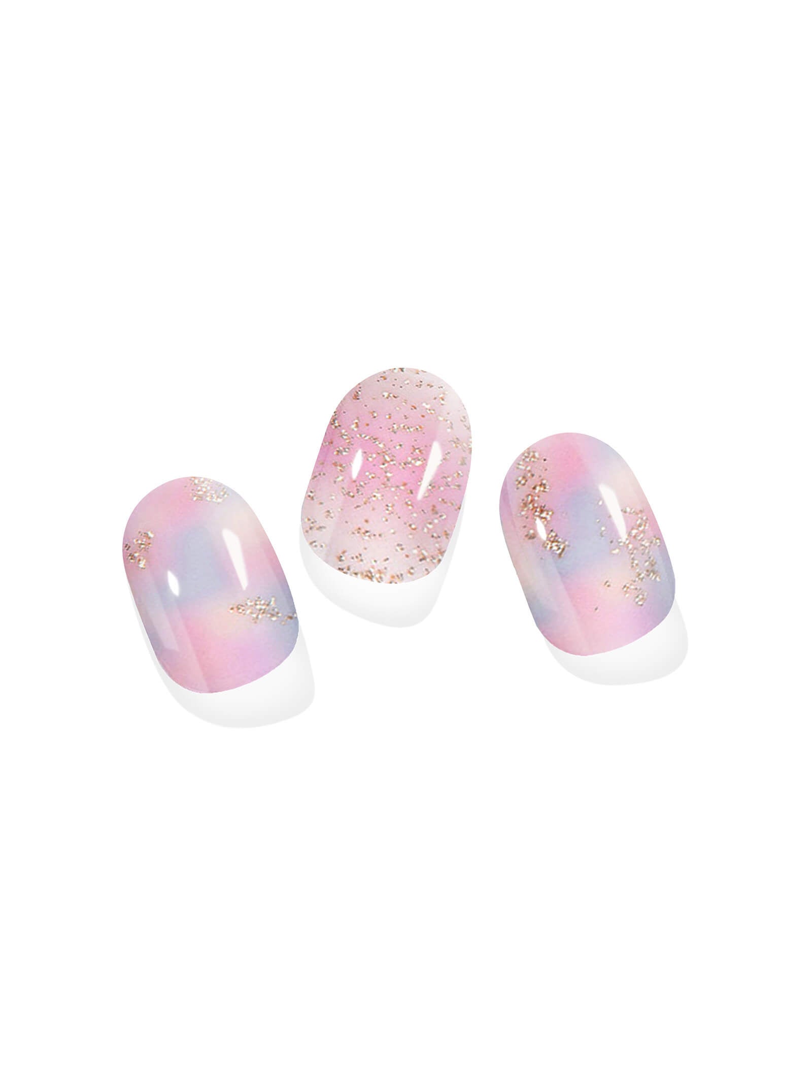 Pink to blue gradient gel nail stickers