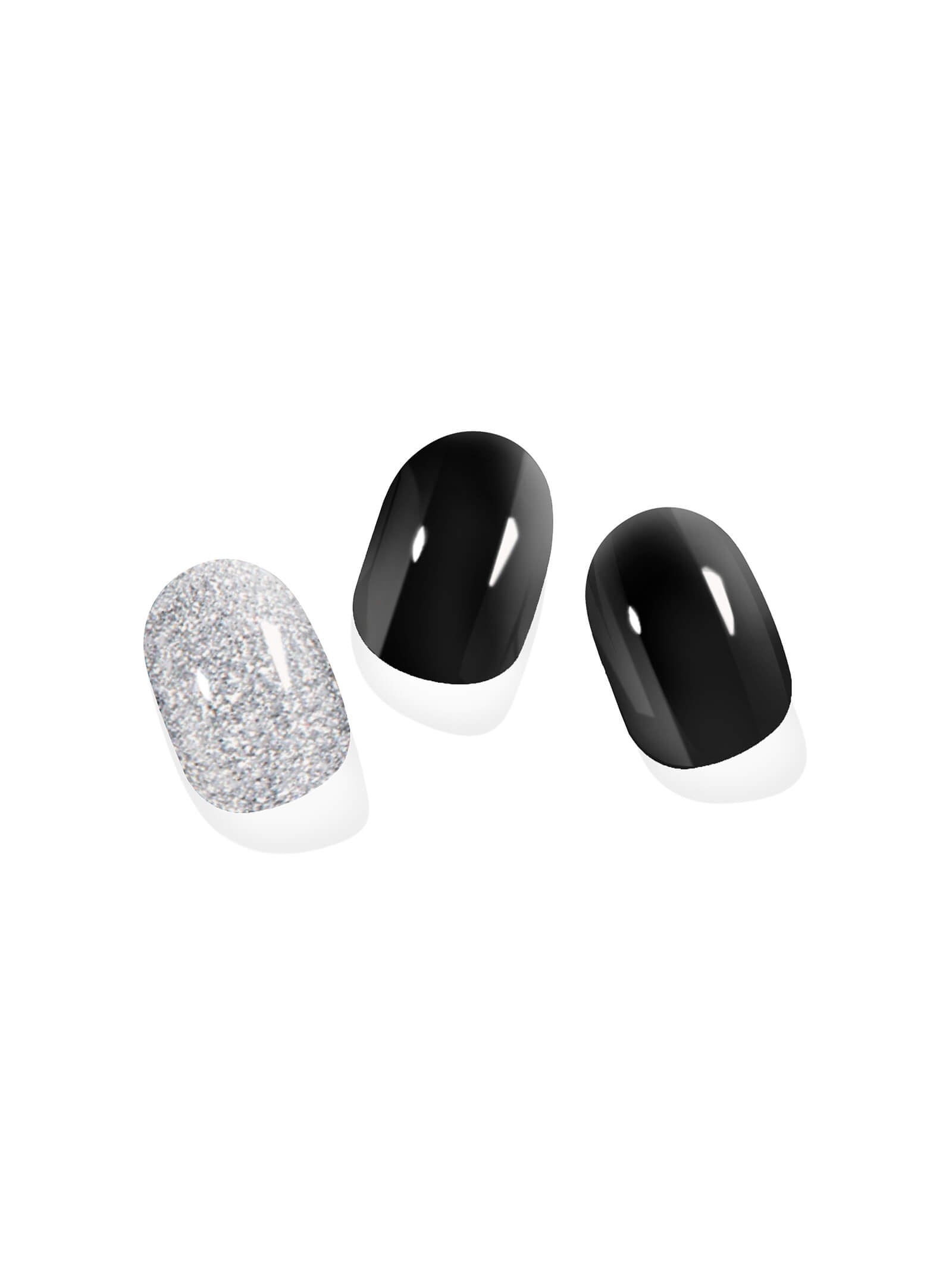 Black and silver glitter art nail stickers