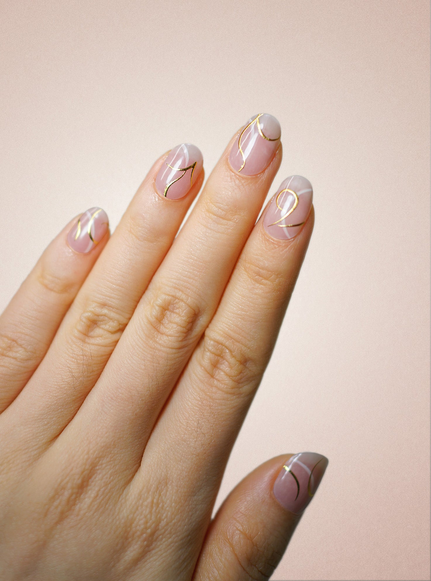 UV Free Gel Nail Strips - Whispering Gold
