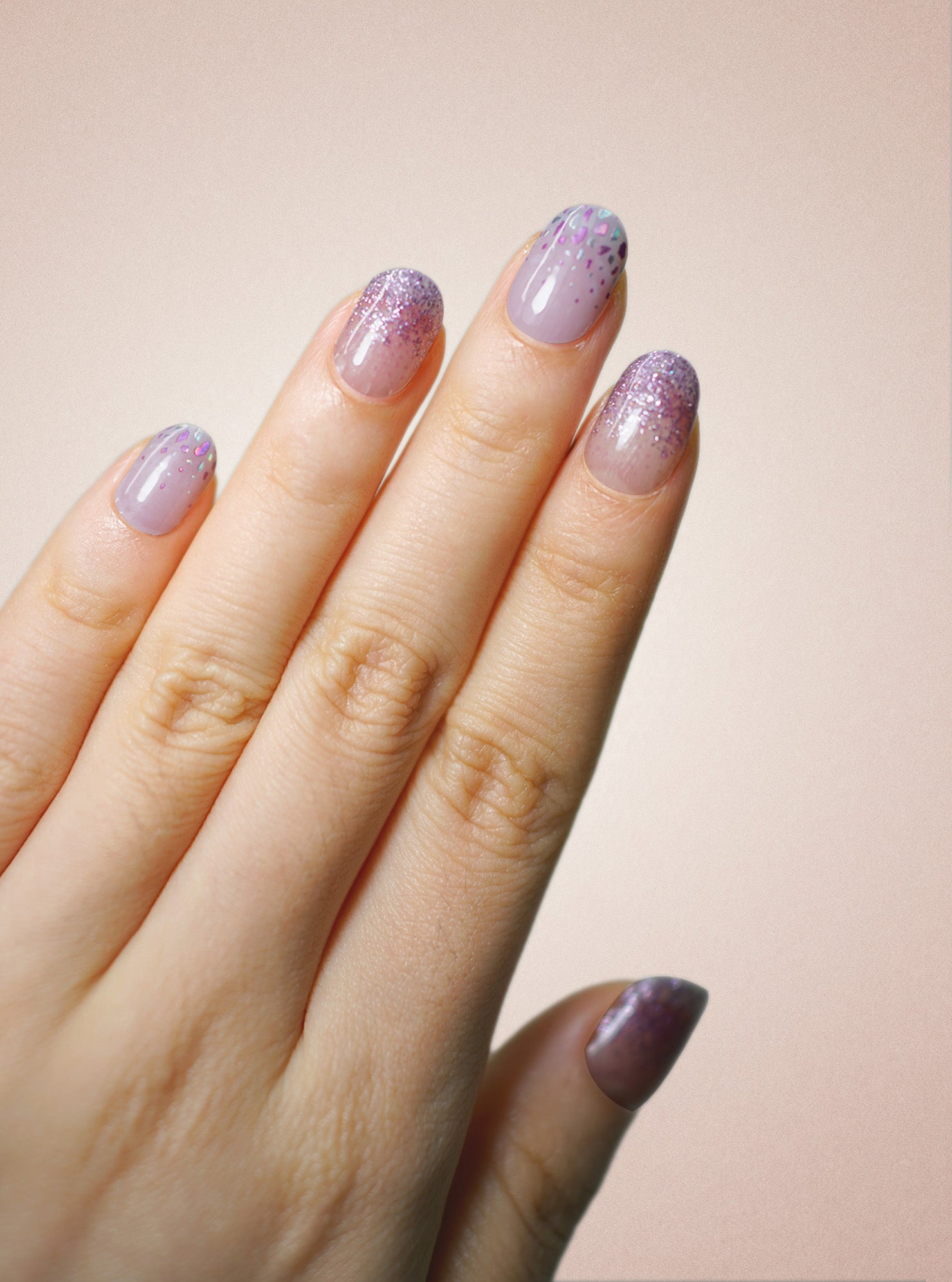 UV Free Gel Nail Strips - Galaxy Jewel Purple
