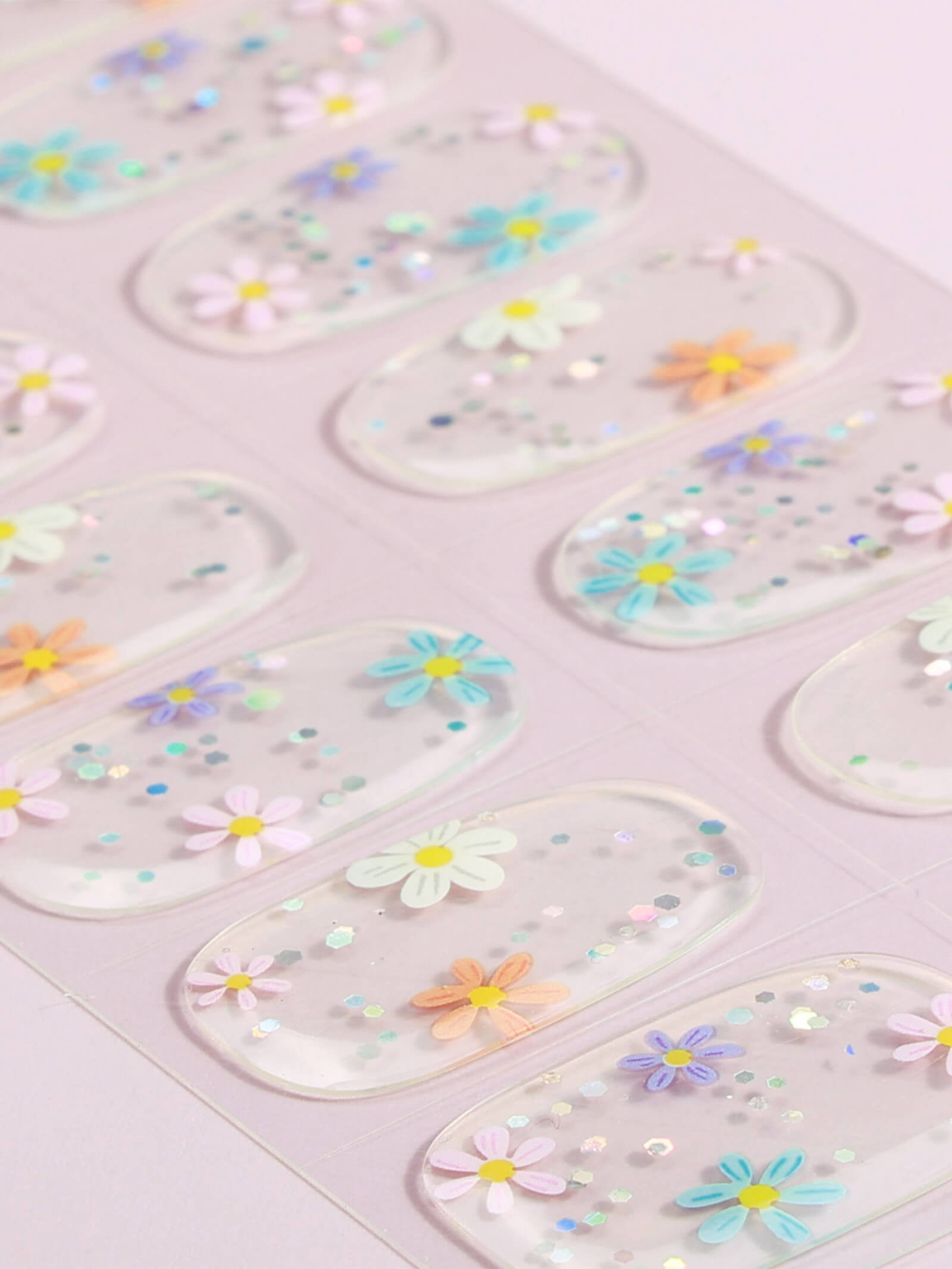 Delicate clear floral nail stickers