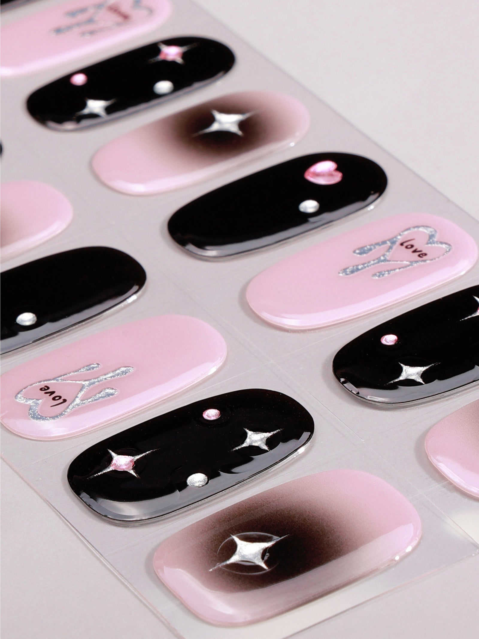 Pink and Black Gel Nail Stickers for a striking, elegant finish.