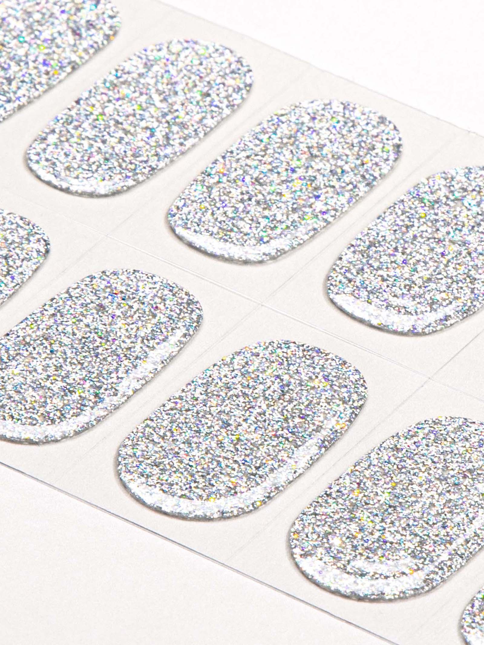 Classic silver fine glitter nail art stickers