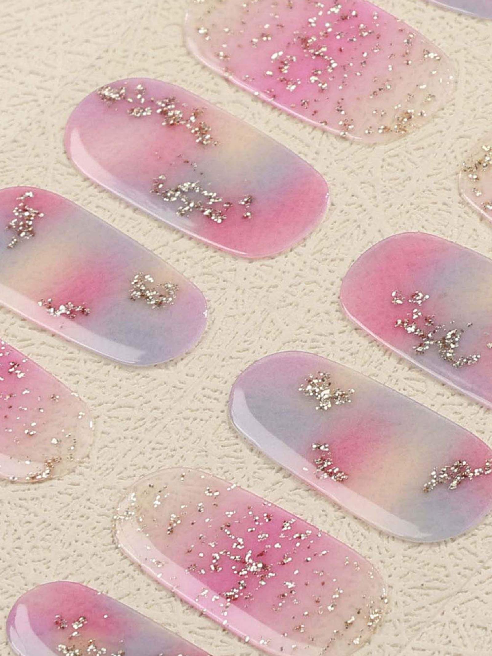 Delicate pink to blue ombre nail art stickers