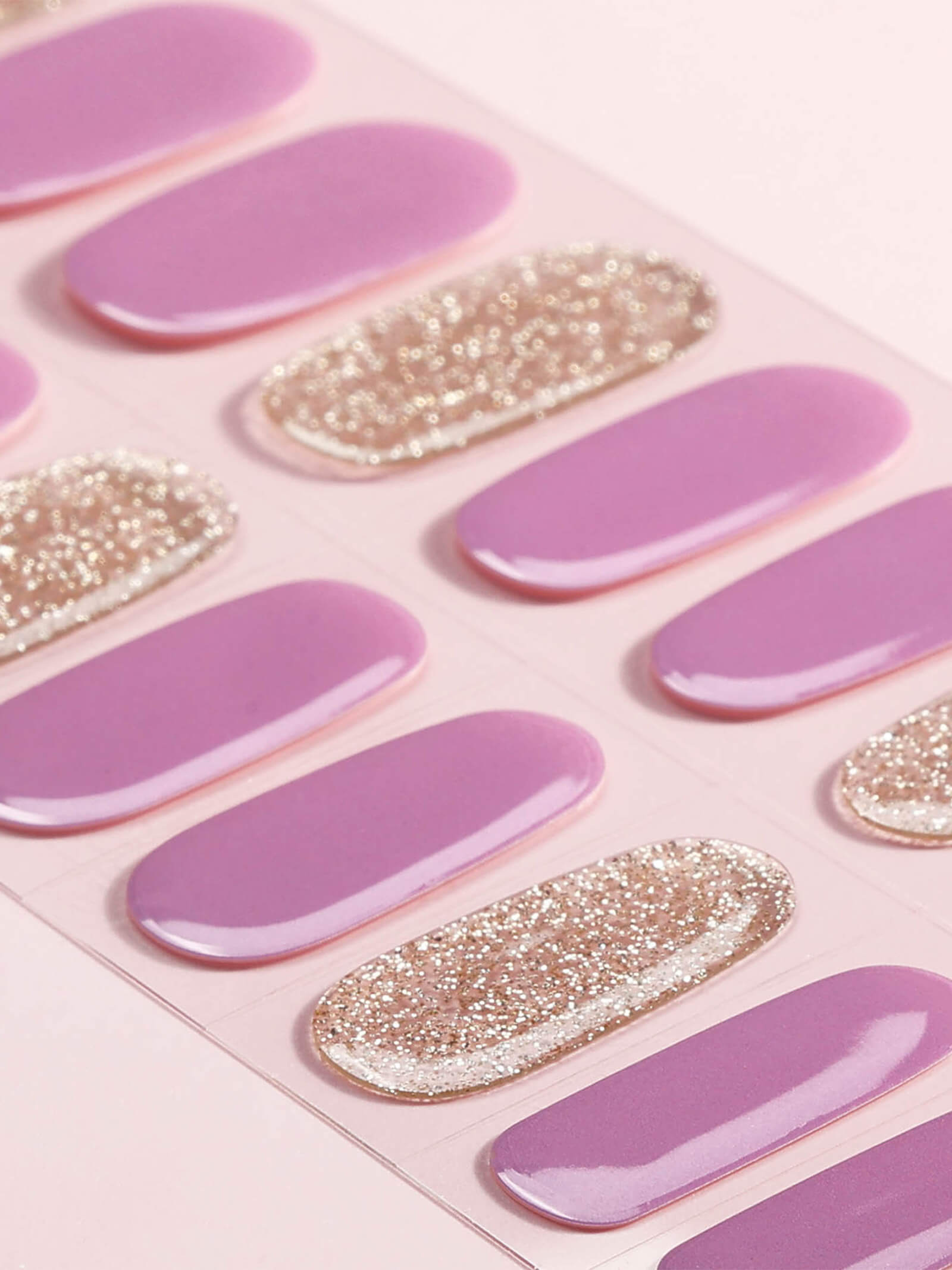 Elegant rose pink and white glitter accent gel nail stickers