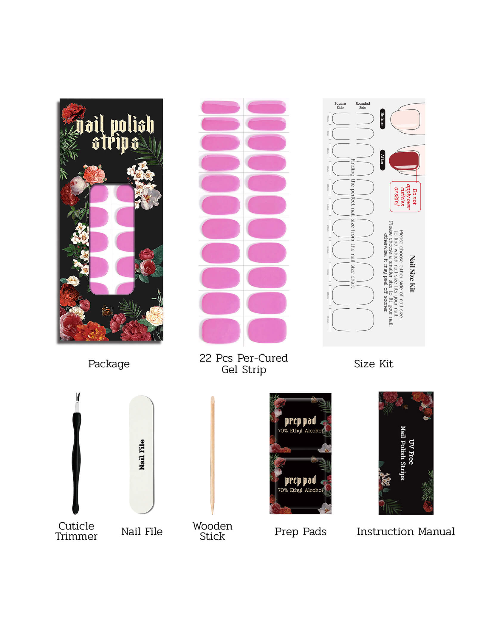 Delicate orchid pink nail art stickers