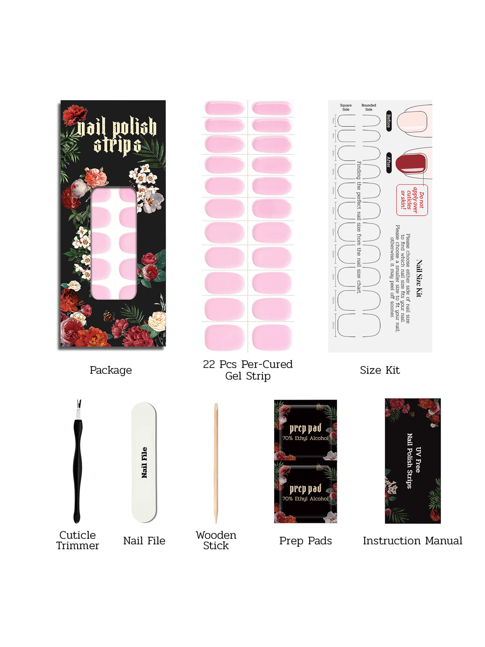 Fresh and clean solid pink nail art stickers