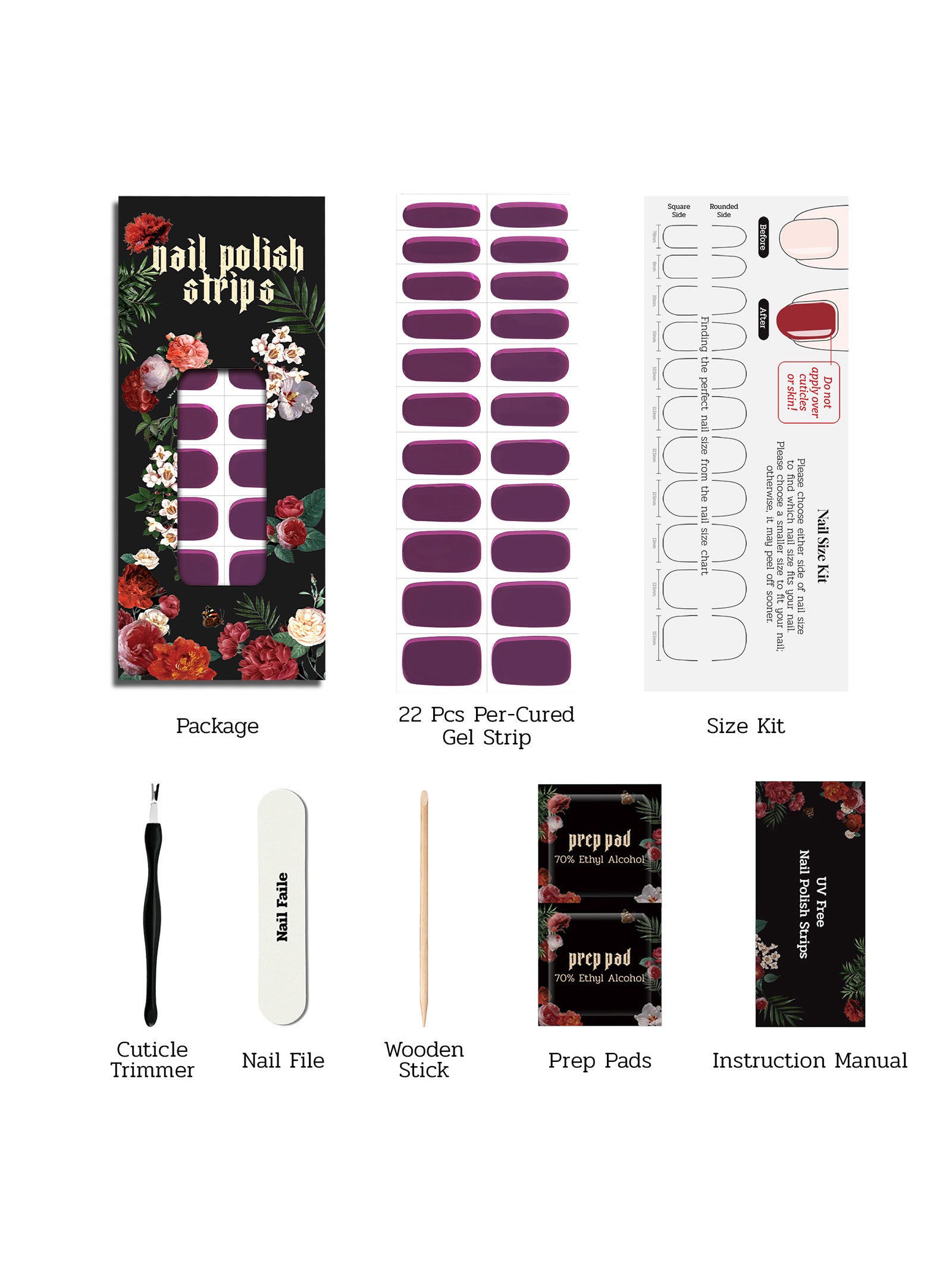 Get a salon-quality look with Berry Wine Gel Nail Sticker.