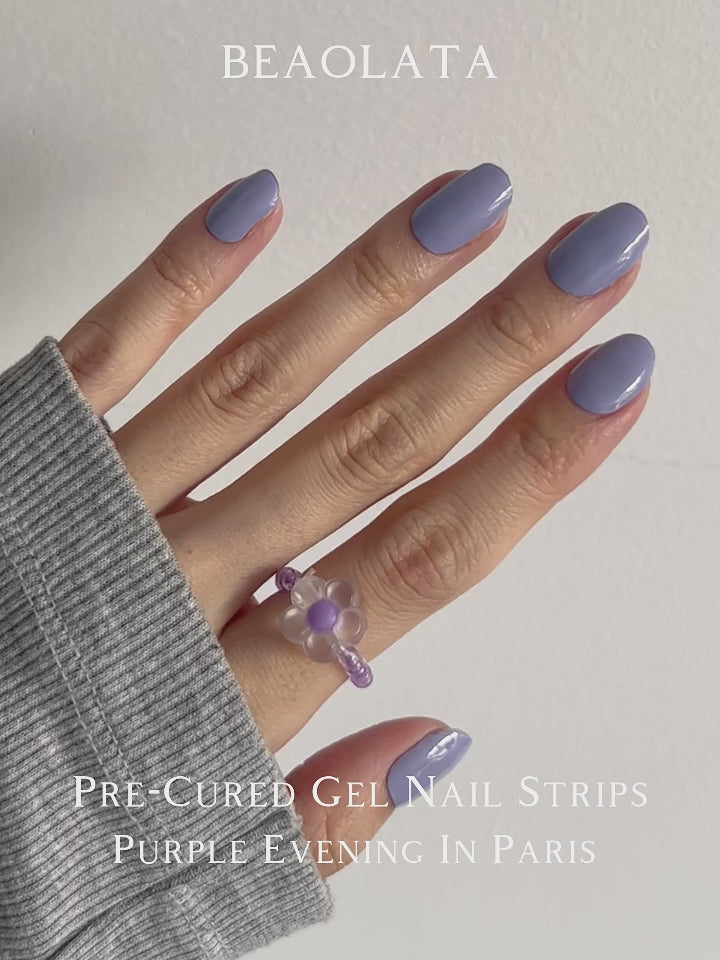 Charger la vidéo : Chic lavender purple gel nail stickers