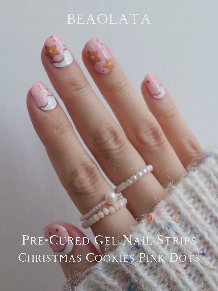 Charming pink nail stickers for nail art with festive star patterns