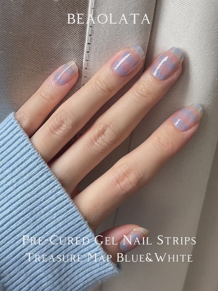 Chic and Playful Blue Checkered Nail Art Stickers