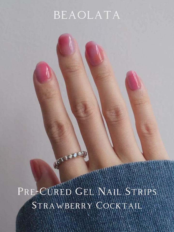 Cargar vídeo: Trendy pink and orange ombre gel nail stickers