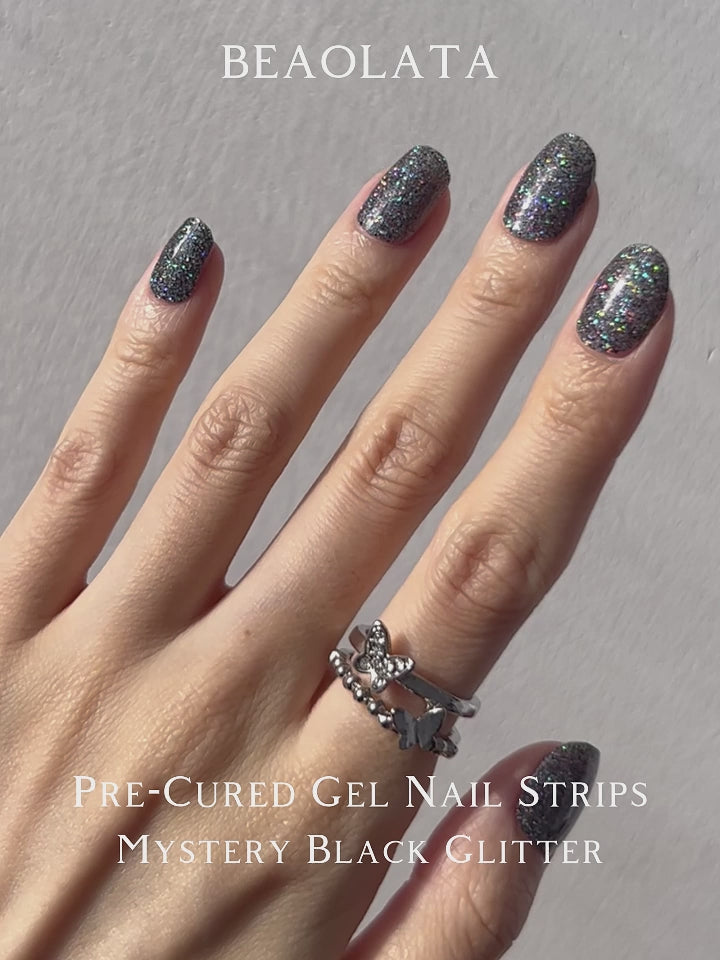 Cargar vídeo: Glamorous black nail stickers