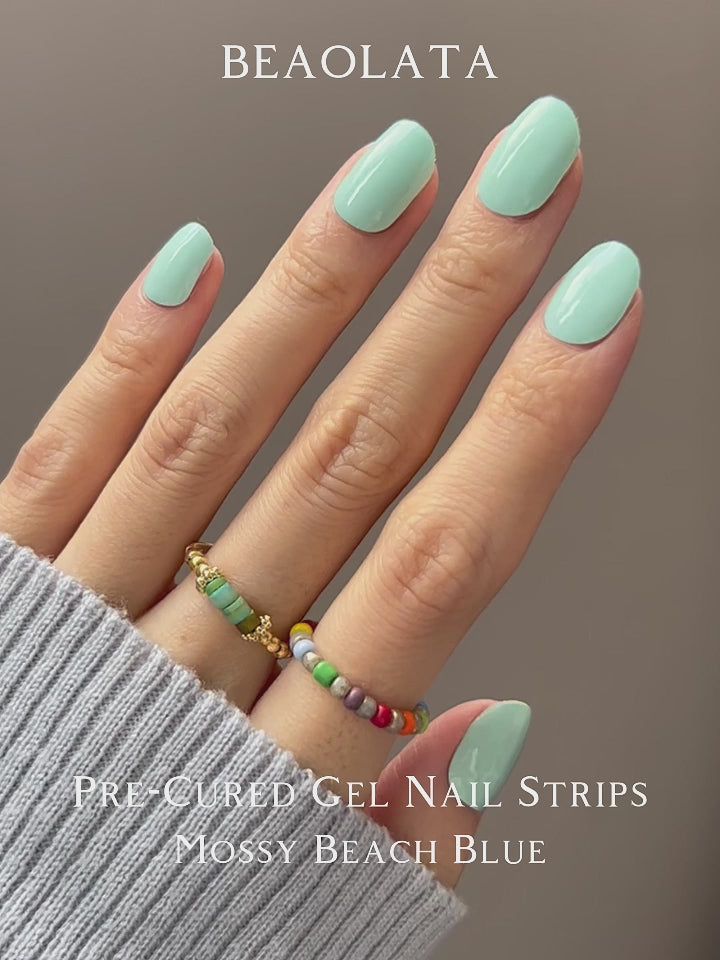 Cargar vídeo: Elegant mint green nail art stickers with a smooth finish